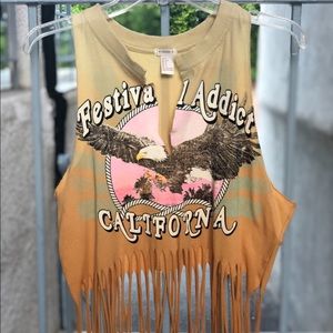 Forever 21 fringe graphic tank top
